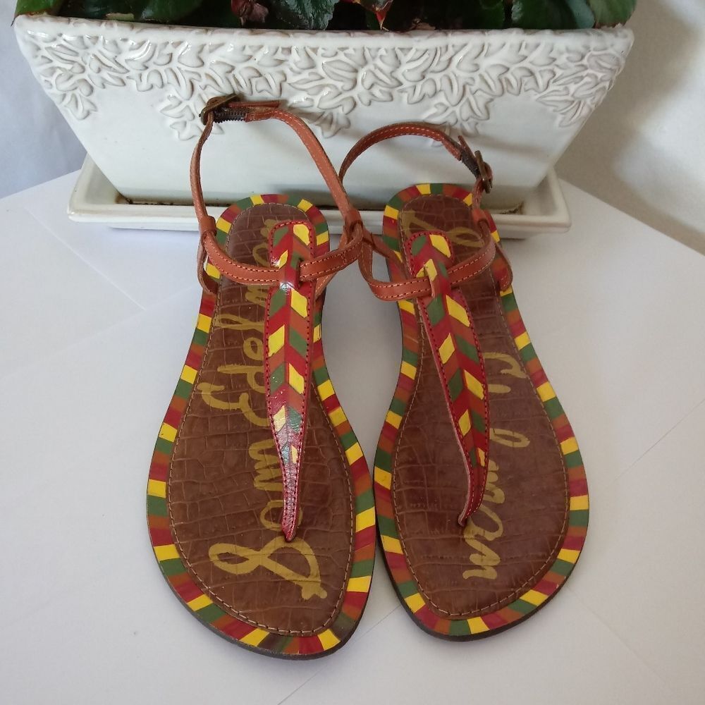 Sam Edelman T strap multicolor sandals